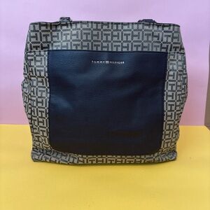 Tommy Hilfiger Tan and Brown Monogrammed Tote Bag
